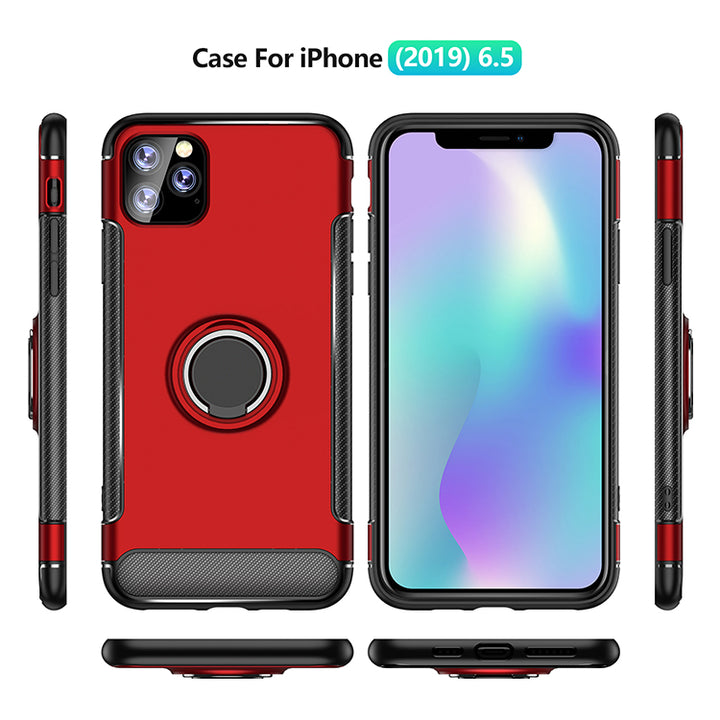360° Rotating Ring Stand Hybrid Case with Metal Plate - Durable Protection and Versatile Functionality for iPhone 11 Pro (5.8")