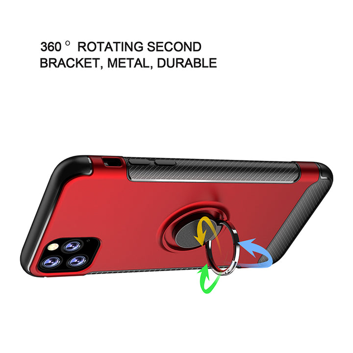 360° Rotating Ring Stand Hybrid Case with Metal Plate - Durable Protection and Versatile Functionality for iPhone 11 Pro (5.8")