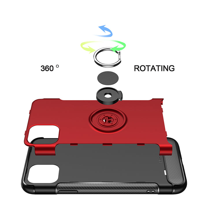360° Rotating Ring Stand Hybrid Case with Metal Plate - Durable Protection and Versatile Functionality for iPhone 11 Pro (5.8")