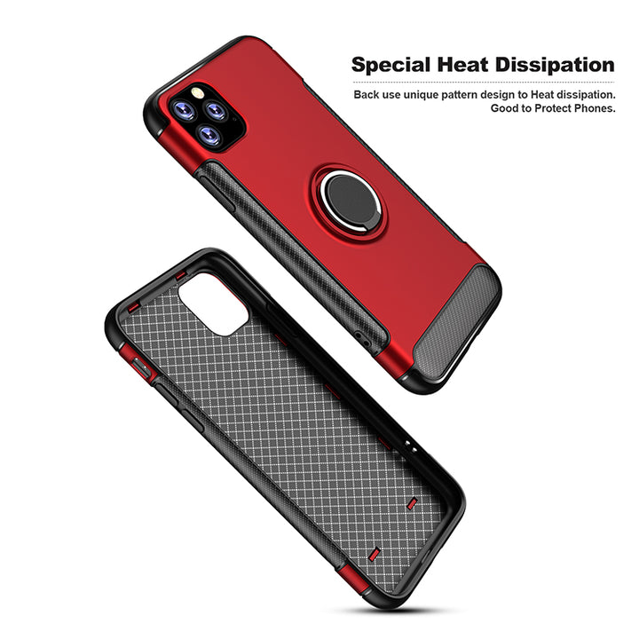 360° Rotating Ring Stand Hybrid Case with Metal Plate - Durable Protection and Versatile Functionality for iPhone 11 Pro (5.8")