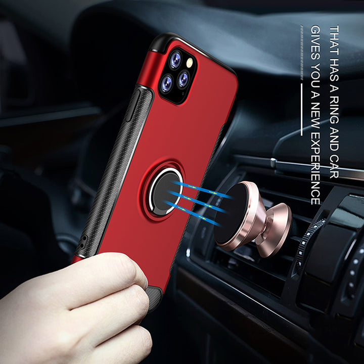 360° Rotating Ring Stand Hybrid Case with Metal Plate - Durable Protection and Versatile Functionality for iPhone 11 Pro (5.8")