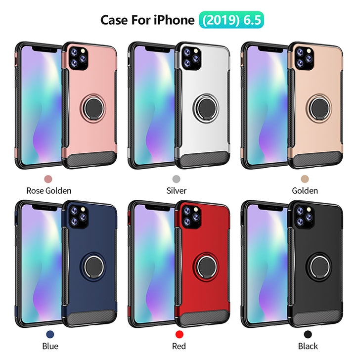 360° Rotating Ring Stand Hybrid Case with Metal Plate - Durable Protection and Versatile Functionality for iPhone 11 Pro (5.8")
