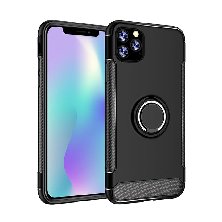 360° Rotating Ring Stand Hybrid Case with Metal Plate - Durable Protection and Versatile Functionality for iPhone 11 Pro (5.8")