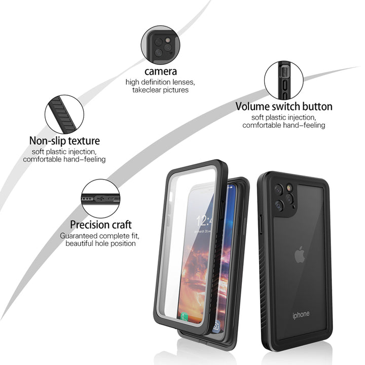 Waterproof IP68 Snowproof Shockproof Heavy Duty Case with Built-In Screen Protector and Easy Access, Compatible with iPhone 11 Pro Max 6.5