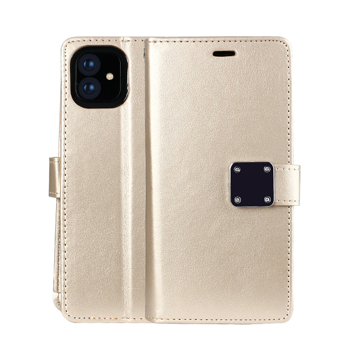 Multi Pockets Folio Flip Leather Wallet Case with Strap - Shockproof, Anti-Scratch, Full Coverage for Apple iPhone 13 (6.1)