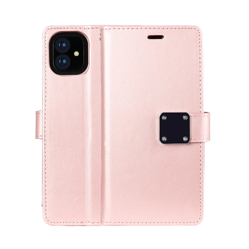 Multi Pockets Folio Flip Leather Wallet Case with Strap - Shockproof, Anti-Scratch, Full Coverage for Apple iPhone 13 (6.1)