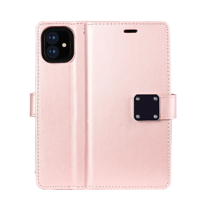 Multi Pockets Folio Flip Leather Wallet Case with Strap - Shockproof, Anti-Scratch, Full Coverage for Apple iPhone 13 (6.1)