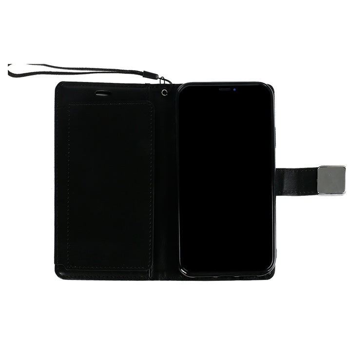 Multi Pockets Folio Flip Leather Wallet Case with Strap - Shockproof, Anti-Scratch, Full Coverage for Apple iPhone 13 (6.1)