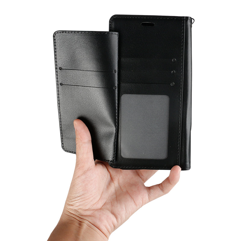 Multi Pockets Folio Flip Leather Wallet Case with Strap - Shockproof, Anti-Scratch, Full Coverage for Apple iPhone 13 (6.1)