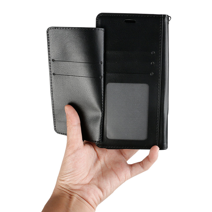 Multi Pockets Folio Flip Leather Wallet Case with Strap - Shockproof, Anti-Scratch, Full Coverage for Apple iPhone 13 (6.1)