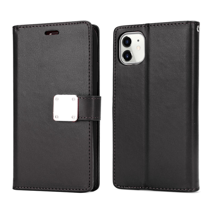Multi Pockets Folio Flip Leather Wallet Case with Strap, Shockproof, 360 Protection, Adjustable Angle, Apple iPhone 13 Pro (6.1)