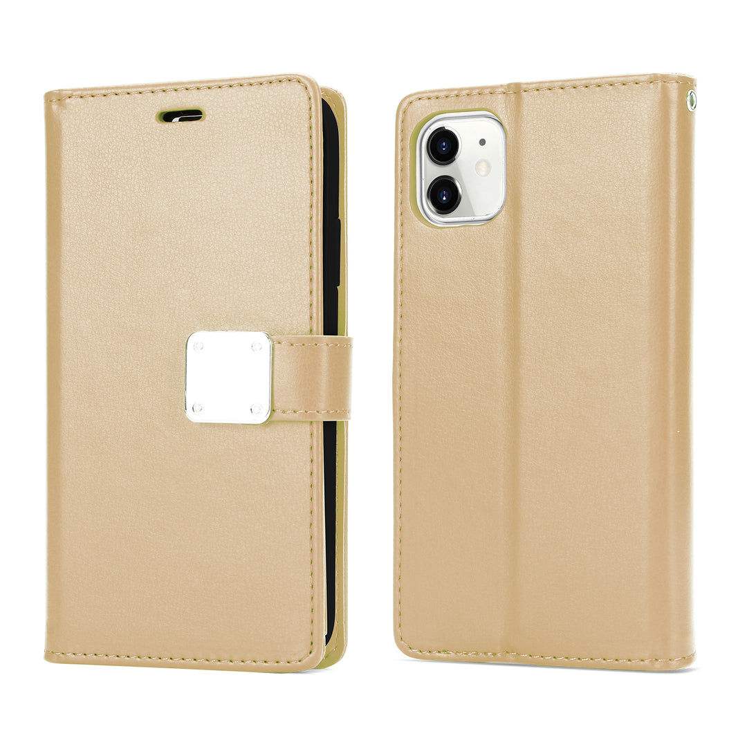 Multi Pockets Folio Flip Leather Wallet Case with Strap, Shockproof Protection for Apple iPhone 13 Pro Max (6.7)