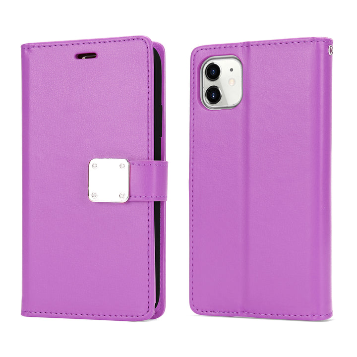 Multi Pockets Folio Flip Leather Wallet Case with Strap, Shockproof Protection for Apple iPhone 13 Pro Max (6.7)