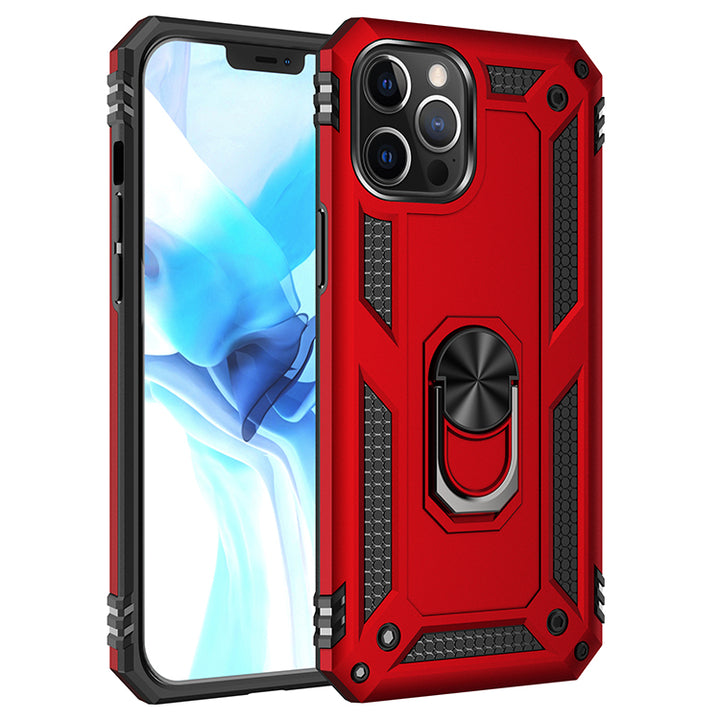 Tech Armor Ring Stand Grip Case with Metal Plate | Shockproof, Anti-Scratch, 360° Kickstand | Slim Fit, Dual-Layer | For iPhone 12 / 12 Pro 6.1 inch