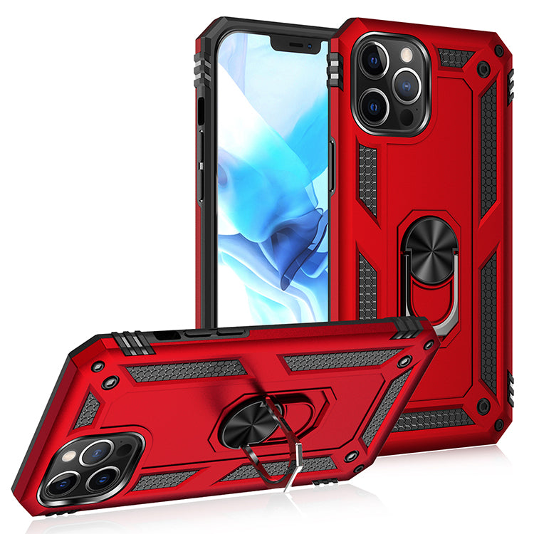 Tech Armor Ring Stand Grip Case with Metal Plate | Shockproof, Anti-Scratch, 360° Kickstand | Slim Fit, Dual-Layer | For iPhone 12 / 12 Pro 6.1 inch