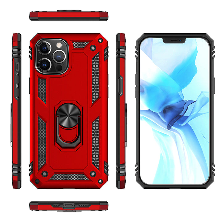 Tech Armor Ring Stand Grip Case with Metal Plate | Shockproof, Anti-Scratch, 360° Kickstand | Slim Fit, Dual-Layer | For iPhone 12 / 12 Pro 6.1 inch