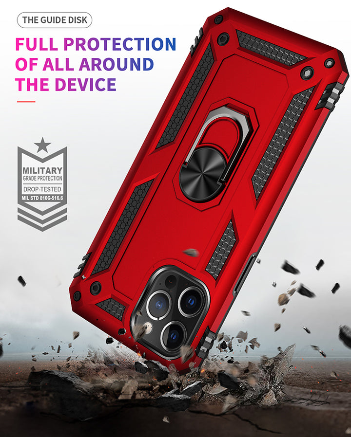 Tech Armor Ring Stand Grip Case with Metal Plate | Shockproof, Anti-Scratch, 360° Kickstand | Slim Fit, Dual-Layer | For iPhone 12 / 12 Pro 6.1 inch