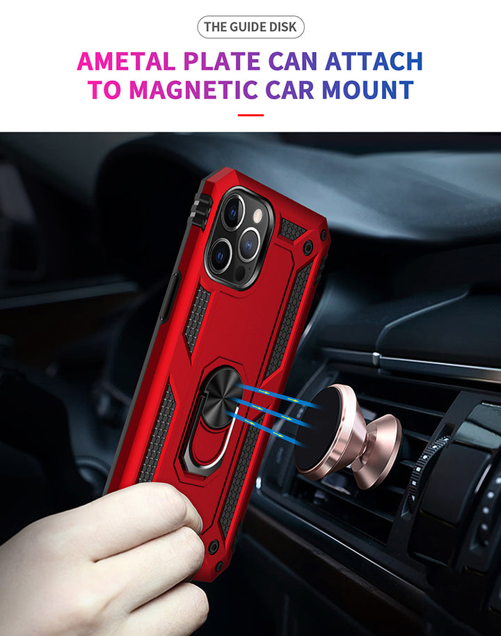 Tech Armor Ring Stand Grip Case with Metal Plate | Shockproof, Anti-Scratch, 360° Kickstand | Slim Fit, Dual-Layer | For iPhone 12 / 12 Pro 6.1 inch