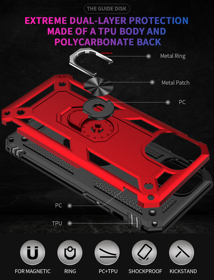 Tech Armor Ring Stand Grip Case with Metal Plate | Shockproof, Anti-Scratch, 360° Kickstand | Slim Fit, Dual-Layer | For iPhone 12 / 12 Pro 6.1 inch