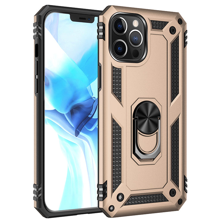 Tech Armor Ring Stand Grip Case with Metal Plate | Shockproof, Anti-Scratch, 360° Kickstand | Slim Fit, Dual-Layer | For iPhone 12 / 12 Pro 6.1 inch