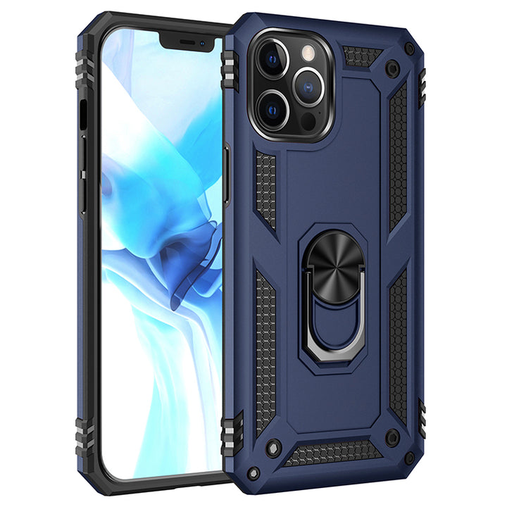 Tech Armor Ring Stand Grip Case with Metal Plate | Shockproof, Anti-Scratch, 360° Kickstand | Slim Fit, Dual-Layer | For iPhone 12 / 12 Pro 6.1 inch