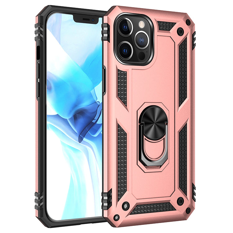 Tech Armor Ring Stand Grip Case with Metal Plate | Shockproof, Anti-Scratch, 360° Kickstand | Slim Fit, Dual-Layer | For iPhone 12 / 12 Pro 6.1 inch