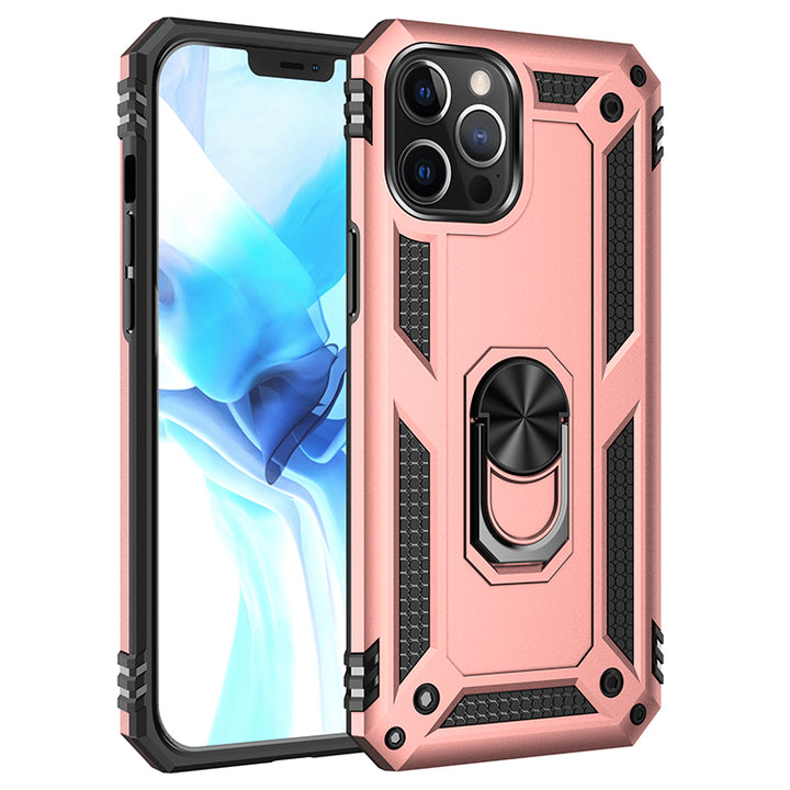 Tech Armor Ring Stand Grip Case with Metal Plate | Shockproof, Anti-Scratch, 360° Kickstand | Slim Fit, Dual-Layer | For iPhone 12 / 12 Pro 6.1 inch