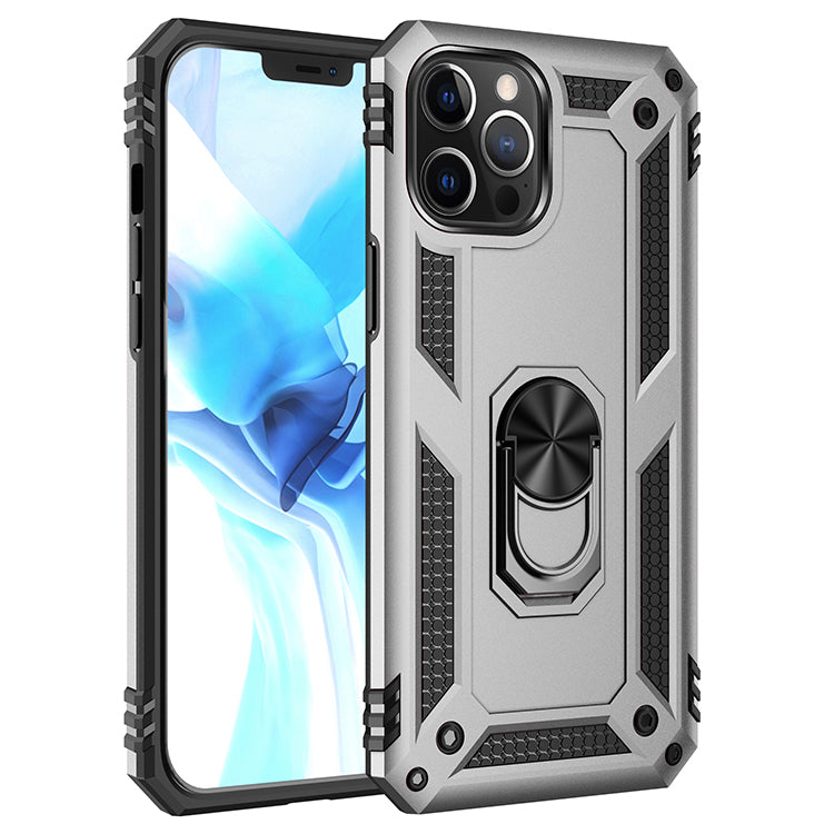 Tech Armor Ring Stand Grip Case with Metal Plate | Shockproof, Anti-Scratch, 360° Kickstand | Slim Fit, Dual-Layer | For iPhone 12 / 12 Pro 6.1 inch