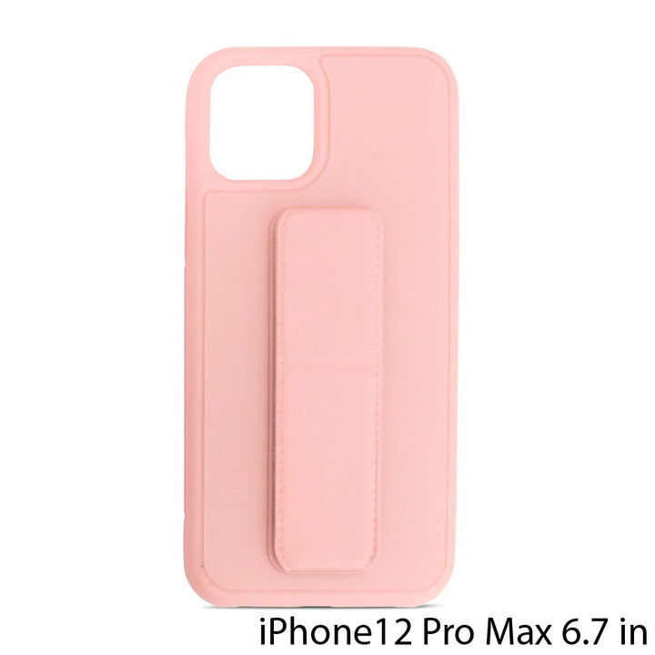 PU Leather Hand Grip Kickstand Case with Metal Plate for iPhone 12 Pro Max 6.7 inch - Adjustable Angle, Shockproof, Anti-Scratch (iPhone 12 Pro Max)