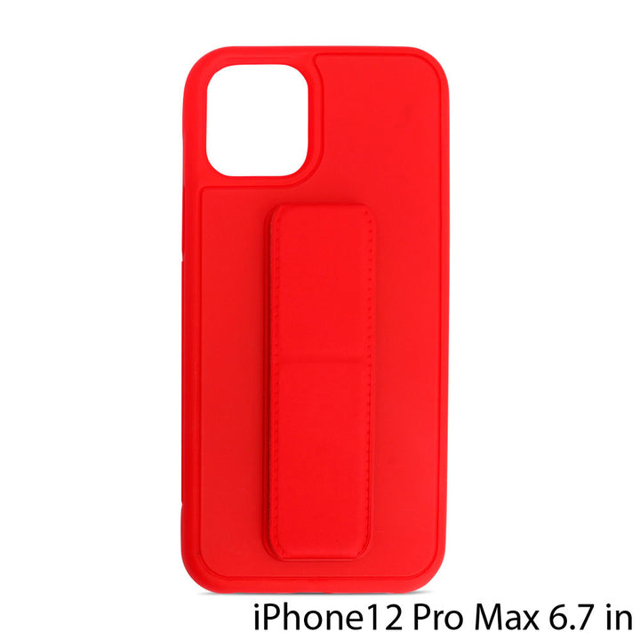 PU Leather Hand Grip Kickstand Case with Metal Plate for iPhone 12 Pro Max 6.7 inch - Adjustable Angle, Shockproof, Anti-Scratch (iPhone 12 Pro Max)