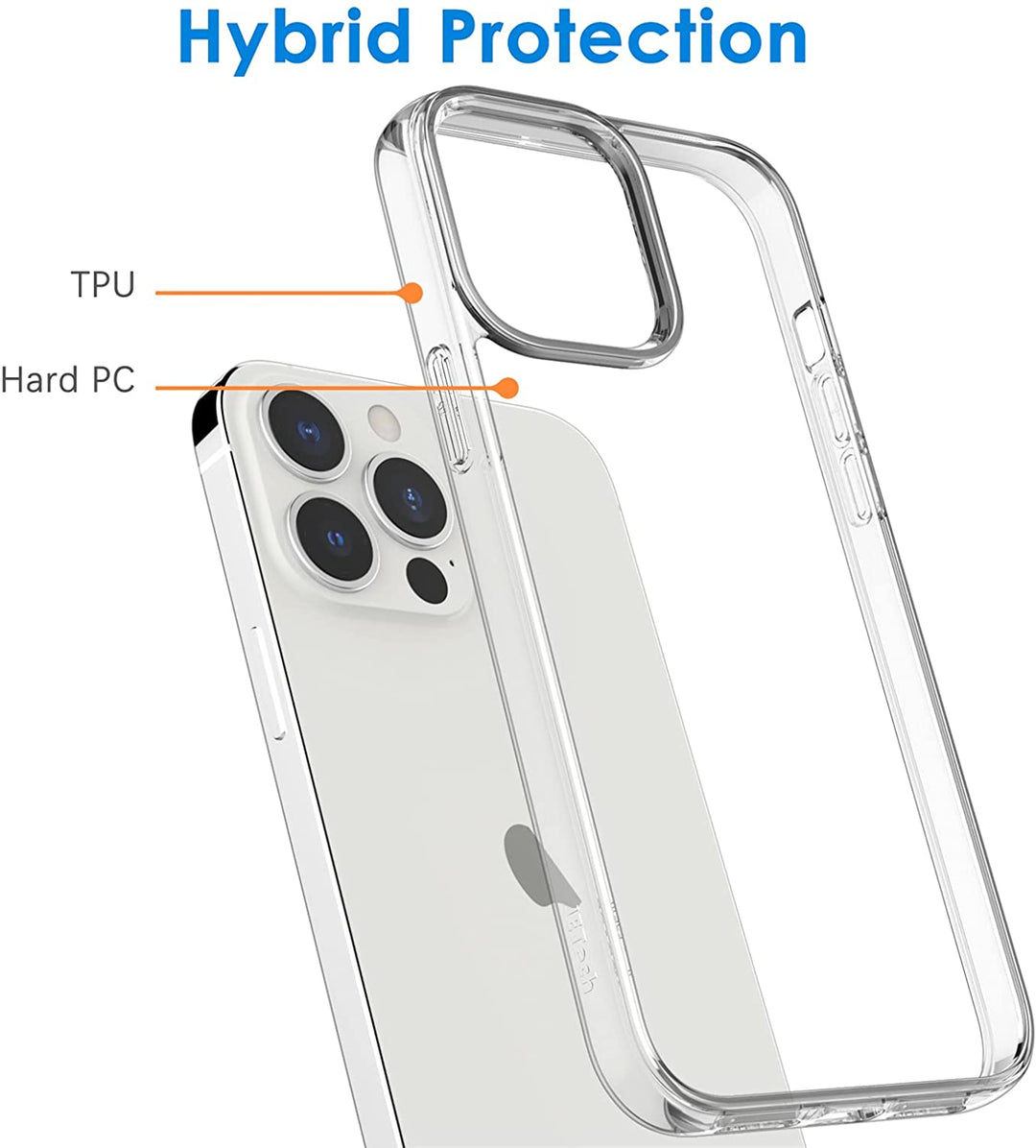 Clear Anti-Scratch Shockproof Silicone Drop Protection Case, Extra Protection, Accessible Controls, Apple iPhone 13 Pro