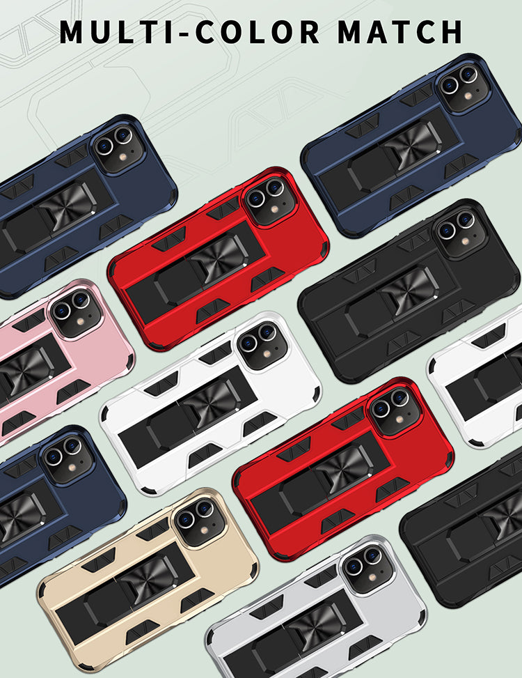 Military Grade Armor Protection Stand Magnetic Feature Case | Shockproof, Anti-Scratch | Kickstand, Raised Edges | For iPhone 12 / 12 Pro 6.1