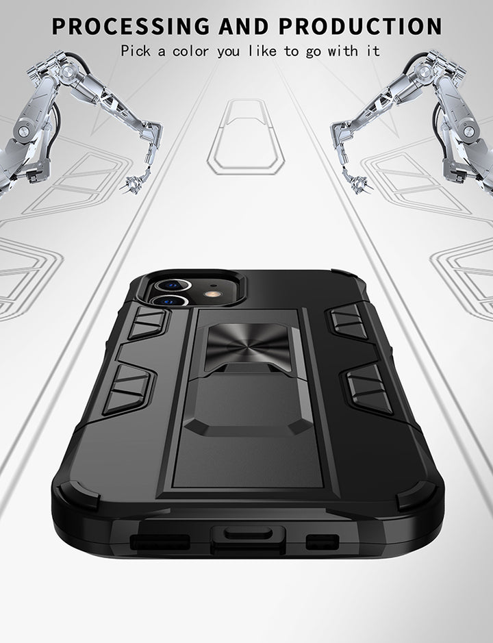 Military Grade Armor Protection Stand Magnetic Feature Case | Shockproof, Anti-Scratch | Kickstand, Raised Edges | For iPhone 12 / 12 Pro 6.1
