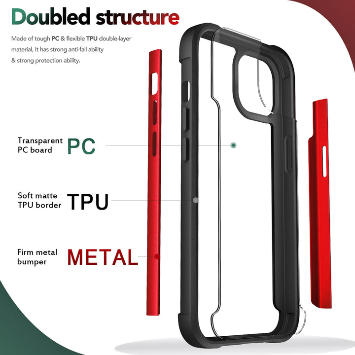 Clear Iron Armor Hybrid Chrome Case - Dual Layer, Shockproof, Anti-Scratch & Glossy for Apple iPhone 13 (6.1)