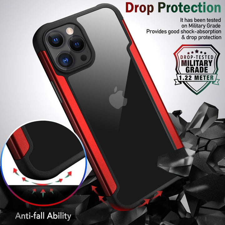Clear Iron Armor Hybrid Chrome Case, Shockproof, Anti-Scratch, Dual Layer, 360 Protection, Apple iPhone 13 Pro (6.1)