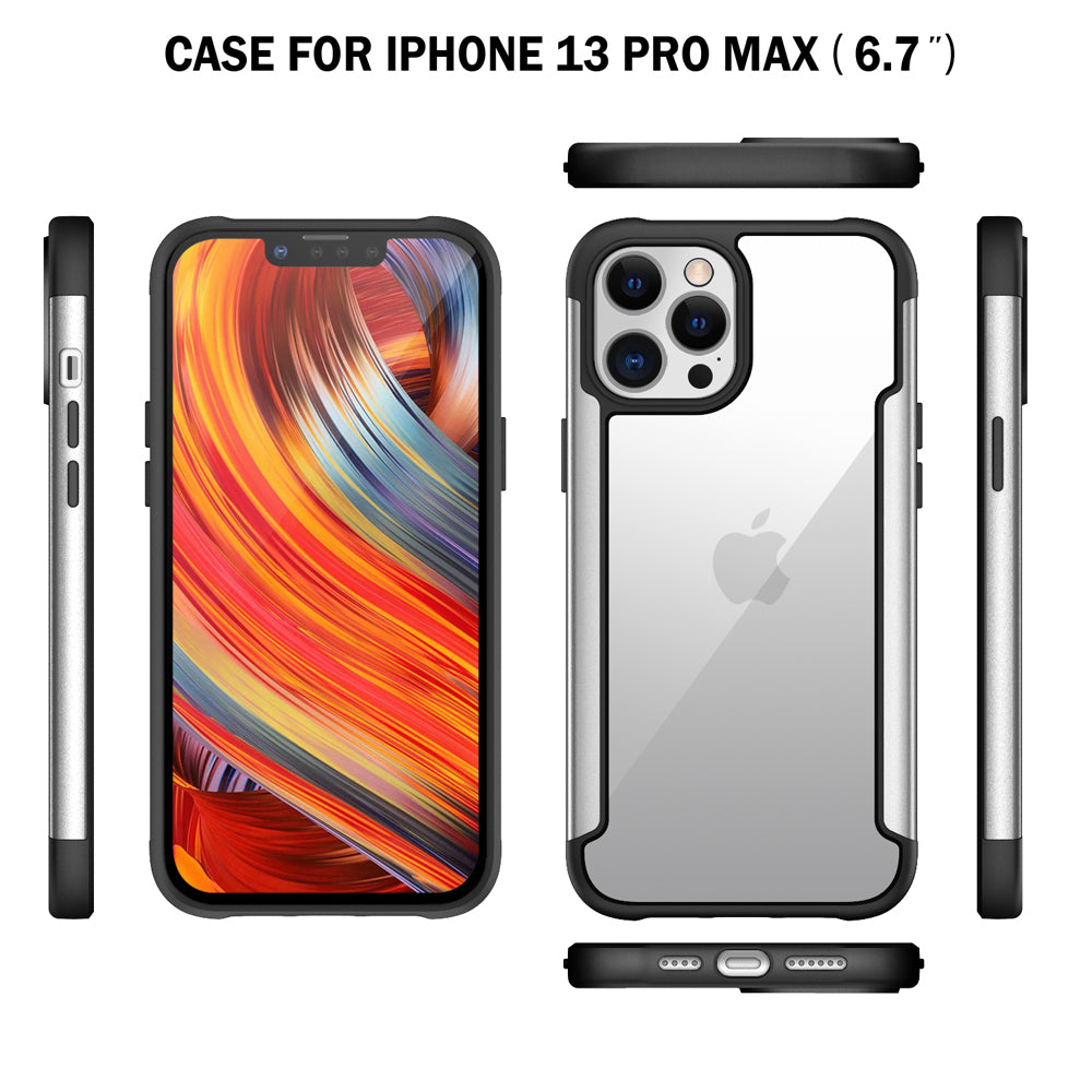 Clear Iron Armor Hybrid Chrome Case, Shockproof, Anti-Scratch, Dual Layer, 360 Protection, Apple iPhone 13 Pro (6.1)