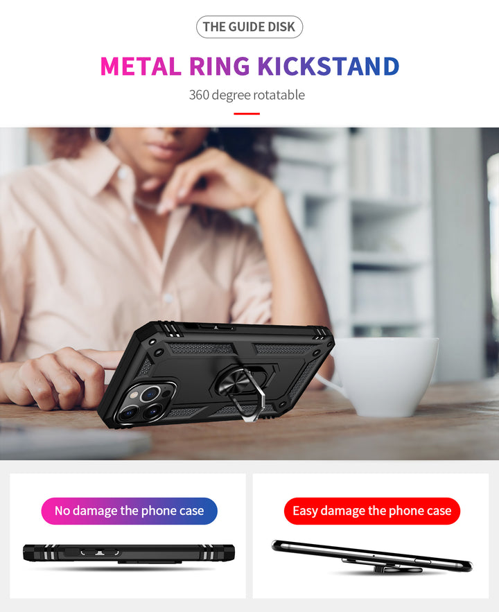 Tech Armor Ring Stand Grip Case with Metal Plate, 360° Kickstand for Apple iPhone 13 Pro Max (6.7)