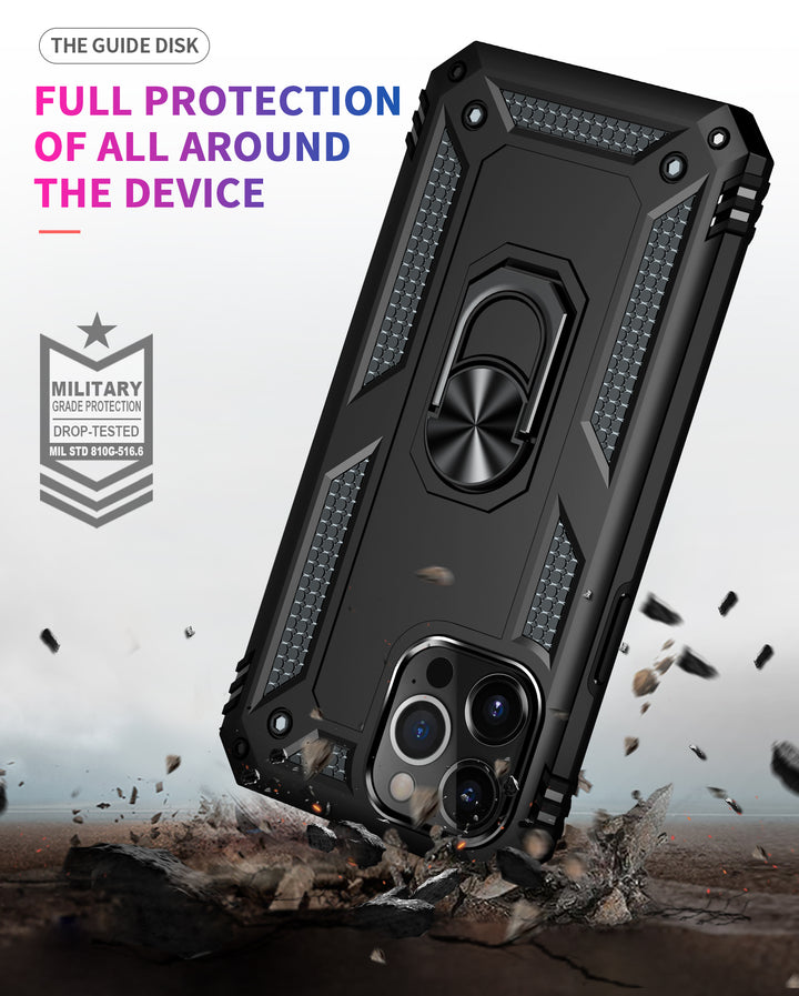 Tech Armor Ring Stand Grip Case with Metal Plate, Shockproof, Anti-Scratch, Kickstand, Slim Fit, Apple iPhone 13 Pro (6.1)