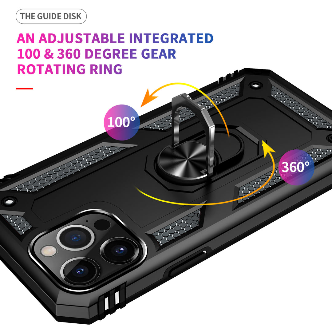 Tech Armor Ring Stand Grip Case with Metal Plate, 360° Kickstand for Apple iPhone 13 Pro Max (6.7)