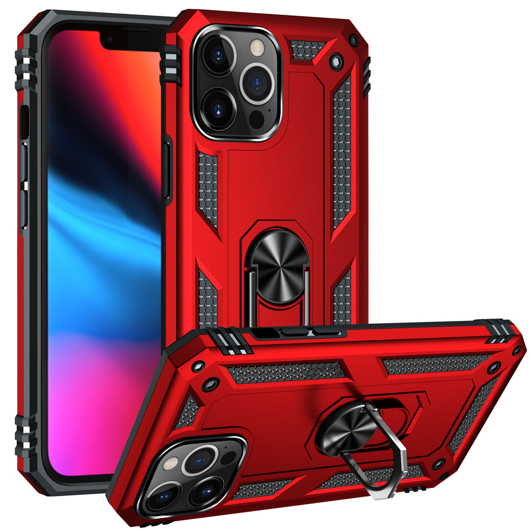 Tech Armor Ring Stand Grip Case with Metal Plate, Shockproof, Anti-Scratch, Kickstand, Slim Fit, Apple iPhone 13 Pro (6.1)