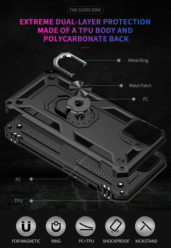 Tech Armor Ring Stand Grip Case with Metal Plate and 360° Kickstand for Apple iPhone 13 (6.1)