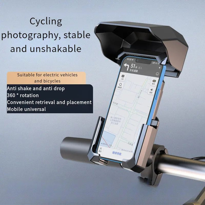 Ultimate Adjustable Bike & Scooter Handlebar Phone Holder with Sunshade Visor, Anti-Glare