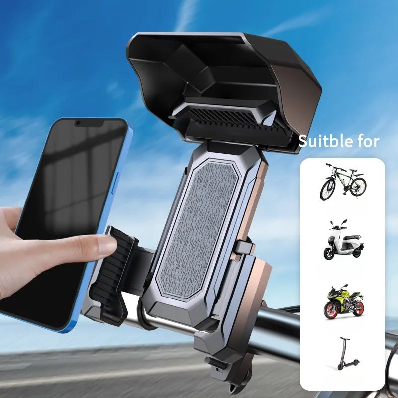 Ultimate Adjustable Bike & Scooter Handlebar Phone Holder with Sunshade Visor, Anti-Glare
