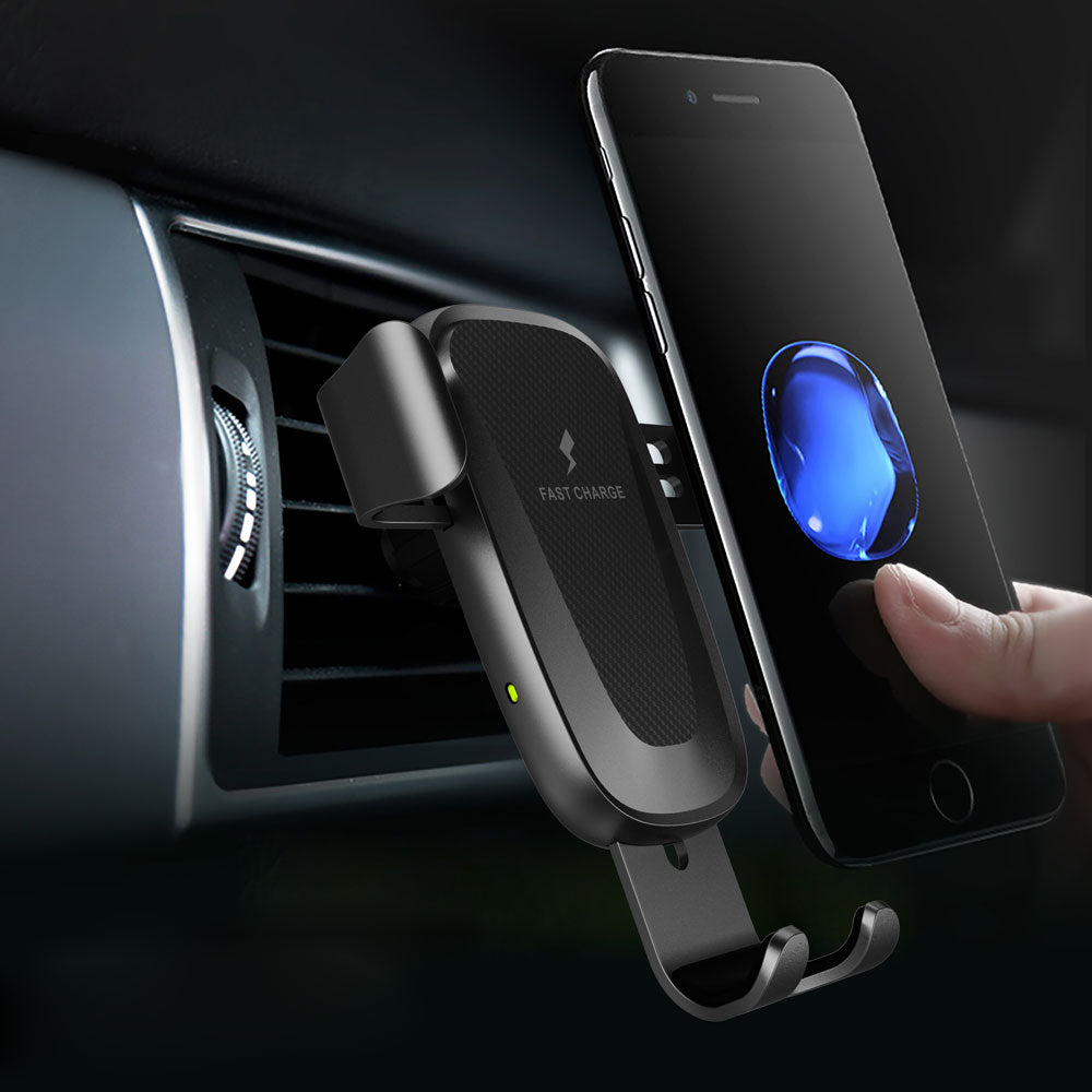 Gravity Style 10W Wireless Fast Charge Air Vent Car Holder Mount, Qi Compatible