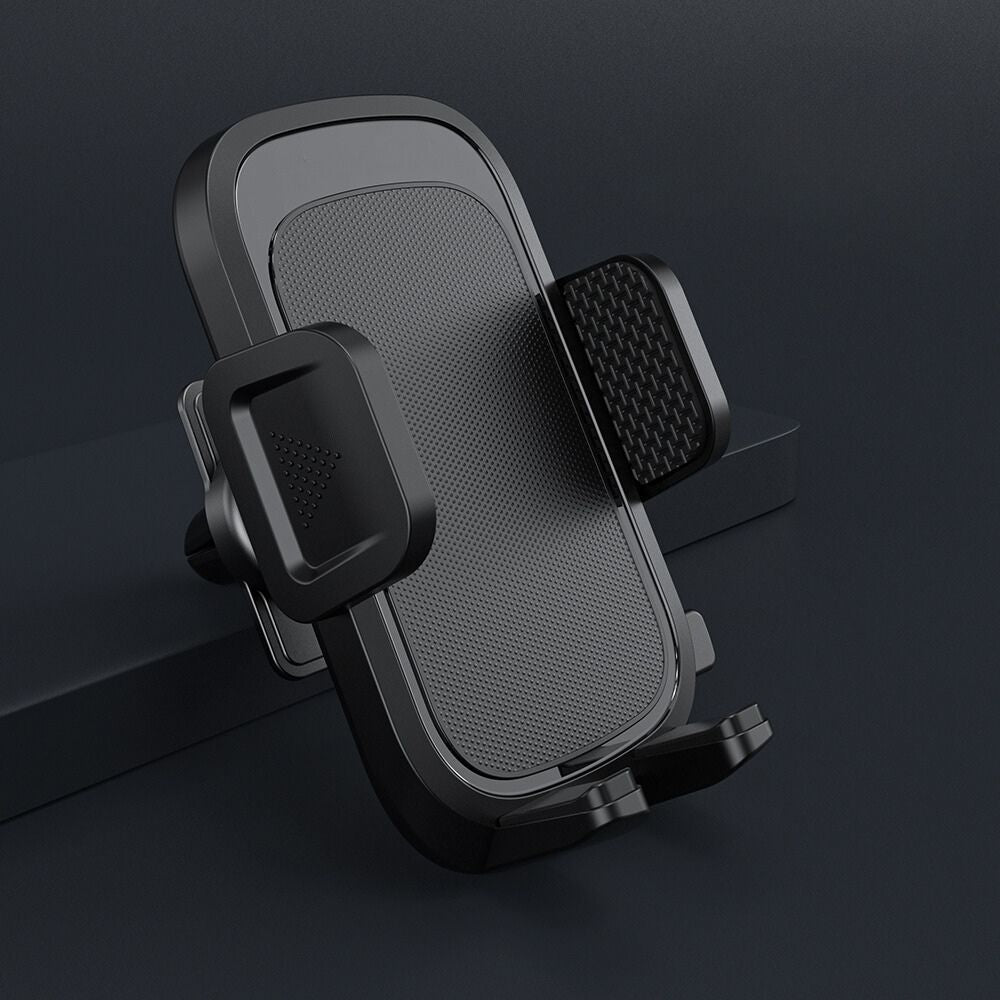Secure Clip-On Adjustable Cradle Air Vent Clip Car Phone Holder Mount with 360° Rotation, Silicone Cushion