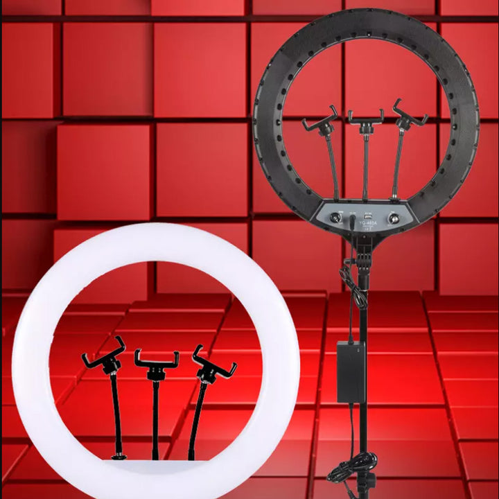 14 Inch Selfie Ring Light with 3 Phone Holders, Remote & 76” Tripod Stand for Live Stream, Makeup, YouTube Video, TikTok Compatible