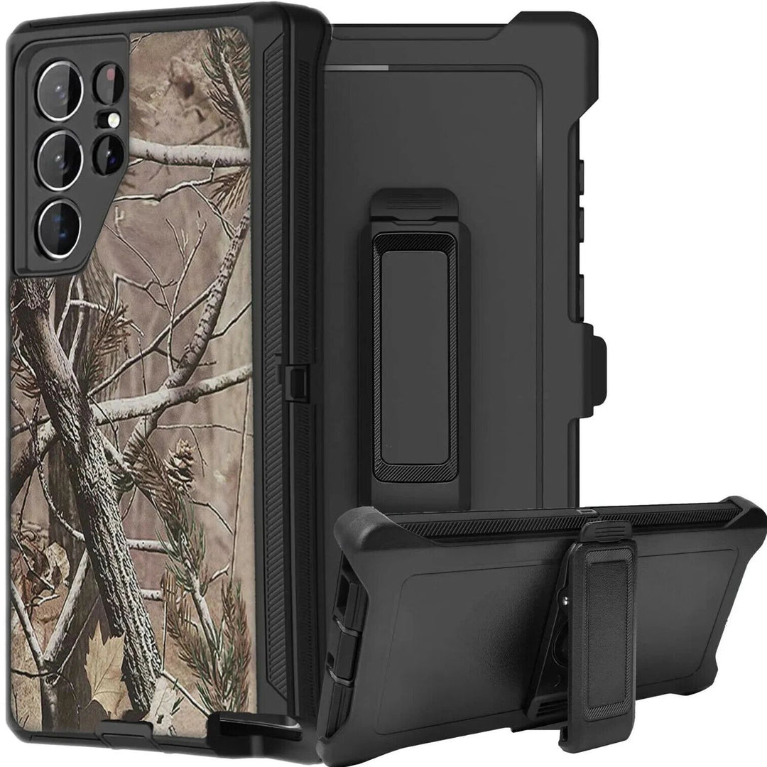 Premium Camo Heavy Duty Defender Case with Belt Clip, Shockproof Protection, for Samsung Galaxy S25 Ultra 5G Compatible Model