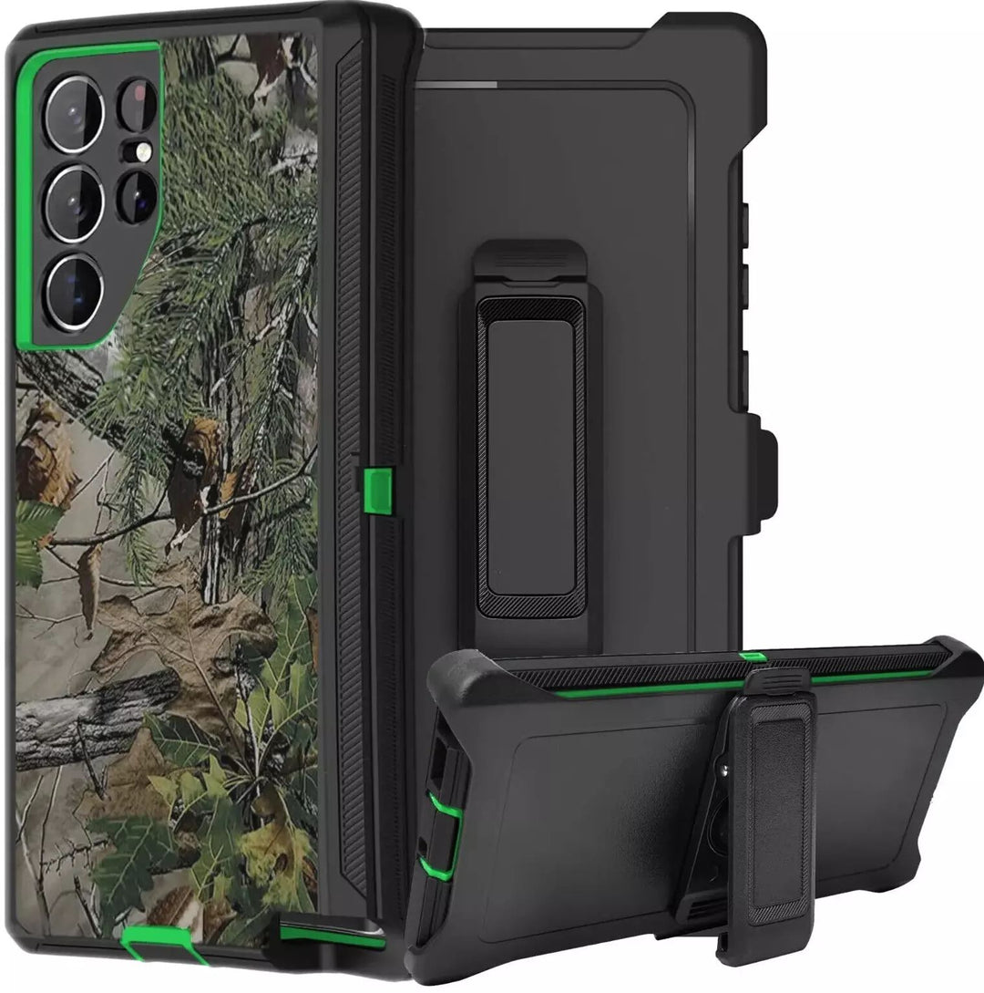 Premium Camo Heavy Duty Defender Case with Belt Clip, Shockproof Protection, for Samsung Galaxy S25 Ultra 5G Compatible Model