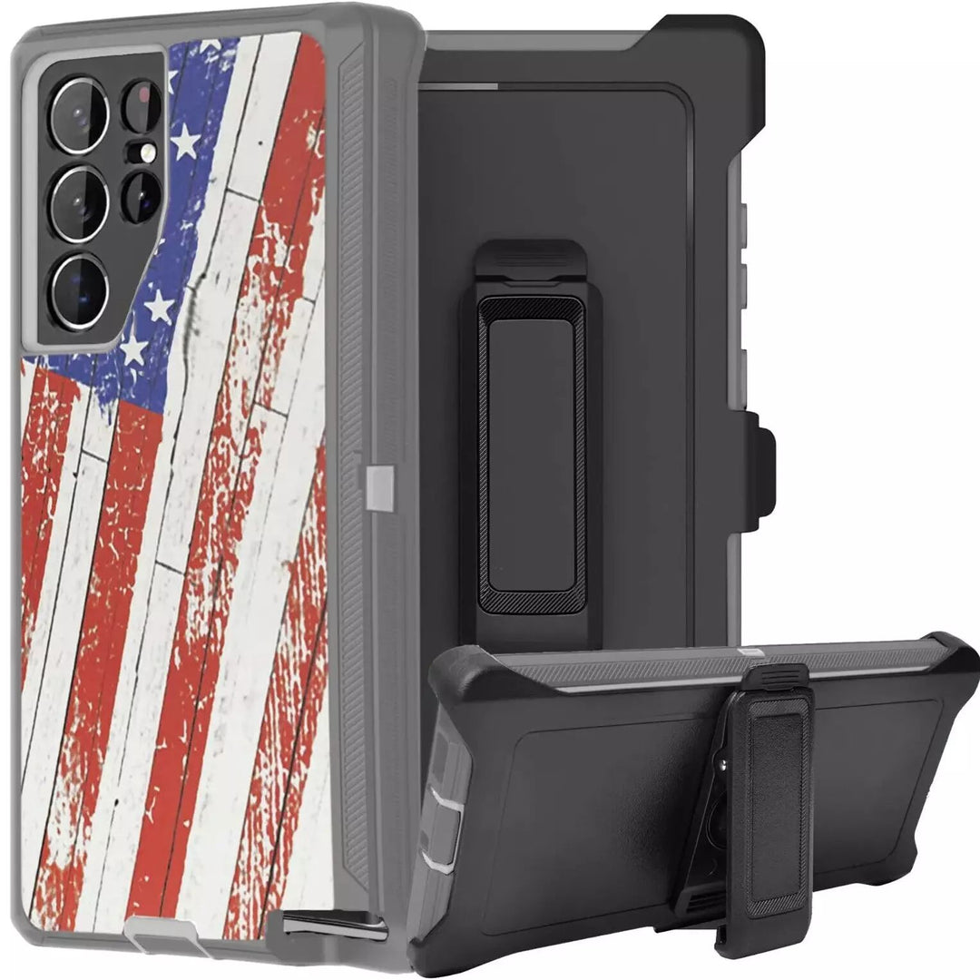Premium Camo Heavy Duty Defender Case with Belt Clip, Shockproof Protection, for Samsung Galaxy S25 Ultra 5G Compatible Model