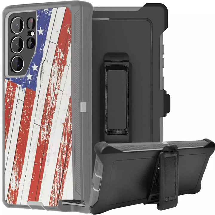 Premium Camo Heavy Duty Defender Case with Belt Clip, Shockproof Protection, for Samsung Galaxy S25 Ultra 5G Compatible Model